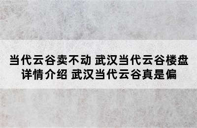 当代云谷卖不动 武汉当代云谷楼盘详情介绍 武汉当代云谷真是偏